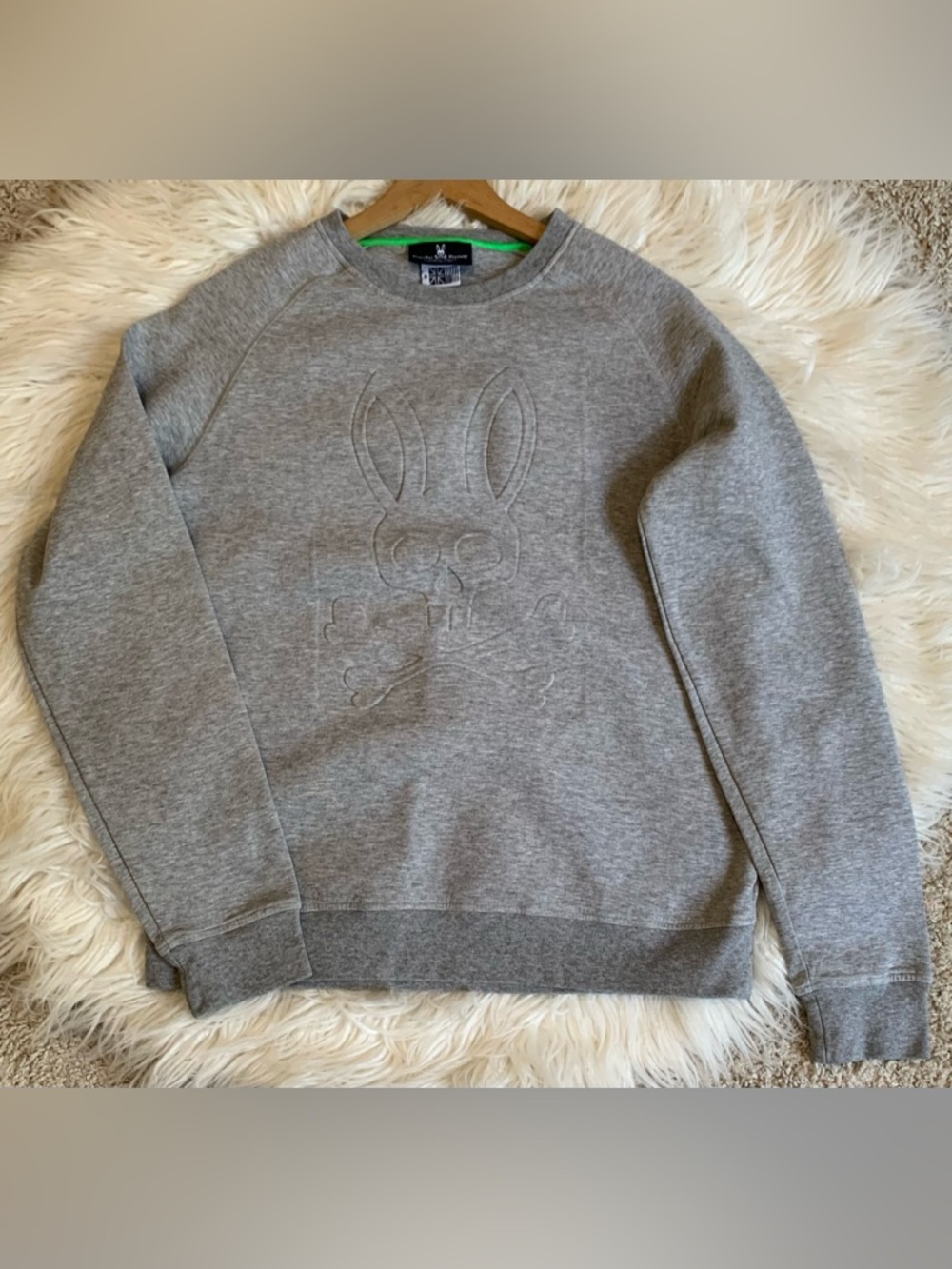Psycho Bunny Logo Front Crewneck Sweatshirt Gray Size Small